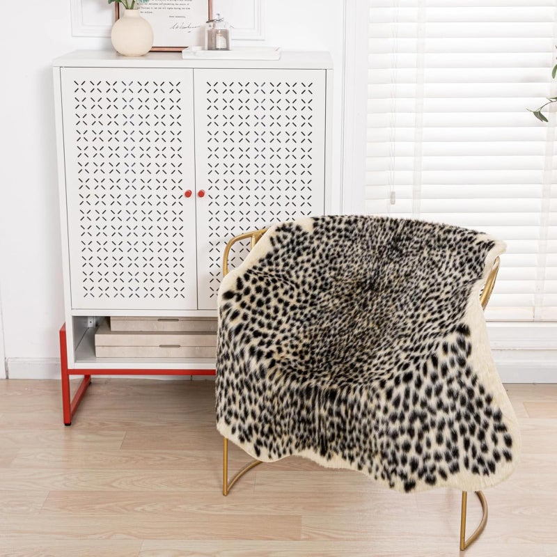 Asuprui Faux Cheetah Rug Animal Rug Leopard Print Faux Cowhide Area Rug Animal Print Cow Hide Rug for Kids Room 35 Width x 43 Length Inches - Image 4